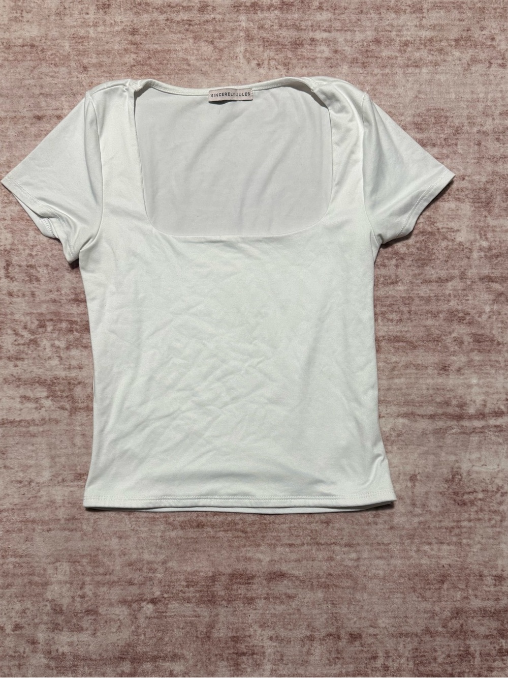 Sincerly Jules White Square Neck Short Sleeve Tee
